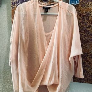 White House Black Market Sheer Wrap 3/4 Sleeve Shirt Sz S